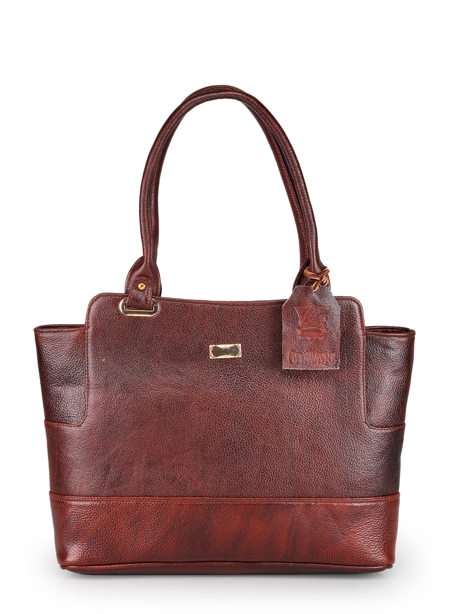 Pure Leather Tote Bag Ladies Brown Leather Handbags Medium Size