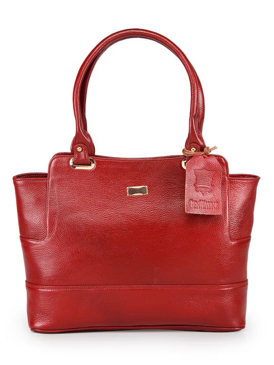 GENWAYNE Women's Leather Hand Bag, Cherry,LLSB248_CHRY