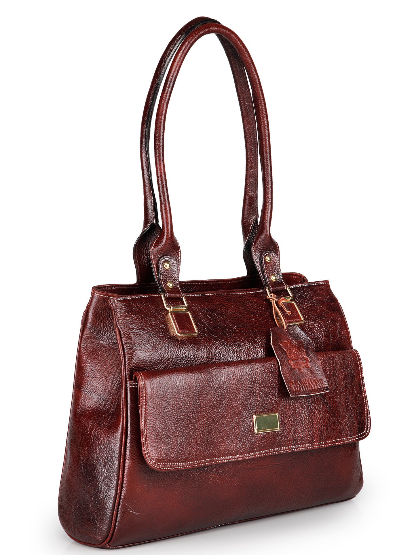 GENWAYNE Women's Leather Hand Bag, Brown,LLSB252_BRWN