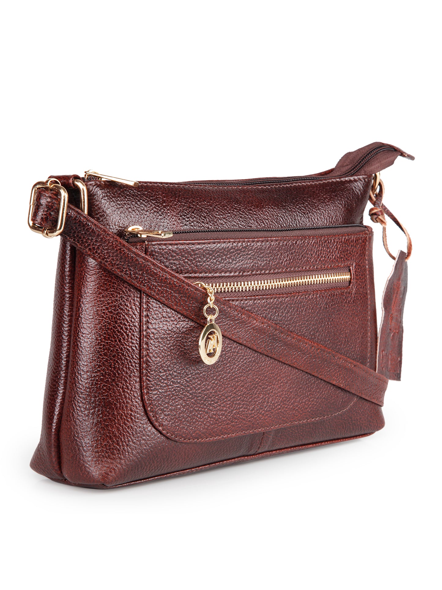 GENWAYNE Women's Leather Hand Bag, Brown,LLSB253_BRWN